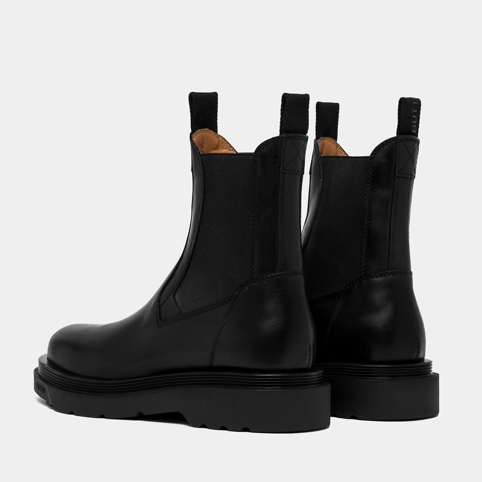 BUTTERO: CHELSEA STORIA BOOTS IN BLACK LEATHER