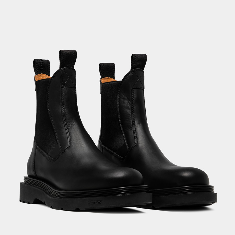 BUTTERO: STORIA CHELSEA BOOTS IN BLACK  LEATHER